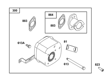 Exhaust Group Diagram and Parts List for 31R777-0066-G1 200000 - 399999 Briggs and Stratton Engine